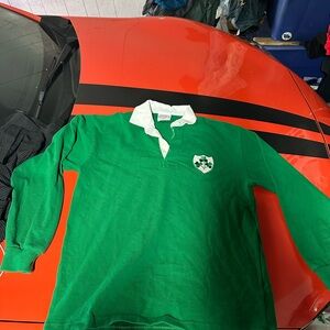 Men's Green Rugby Jersey with White Collar